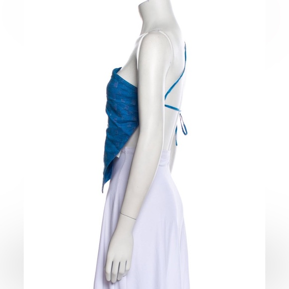 Paloma Wool One-shoulder Sleeveless Crop Top Blue in Small - Picture 2 of 3